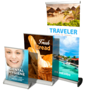 Table Top Banners Mini retractable table top banner for trade shows