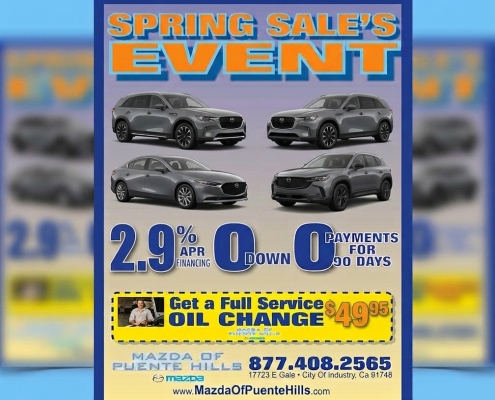 High-Volume Automotive Event Mailer High-impact dealership seasonal promotional mailer featuring multi-vehicle configurations, bold financing incentives, and integrated dealership service coupons.